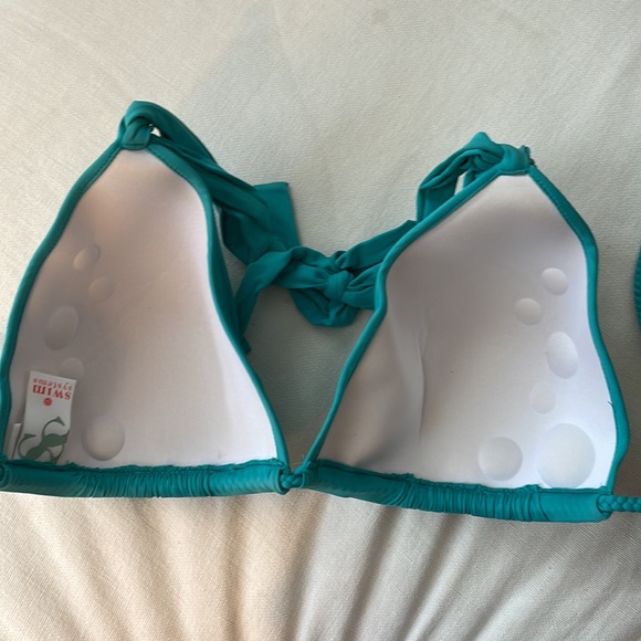 Swim Systems triangle bikini top. Size DD. Color Teal. - Picture 3 of 5